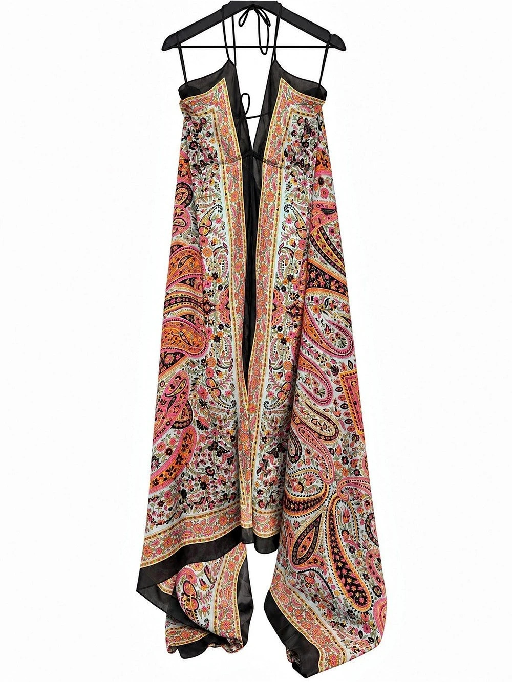 SOL Paisley Scarf Maxi Dress Free Size Boho Festival Handkerchief Hem